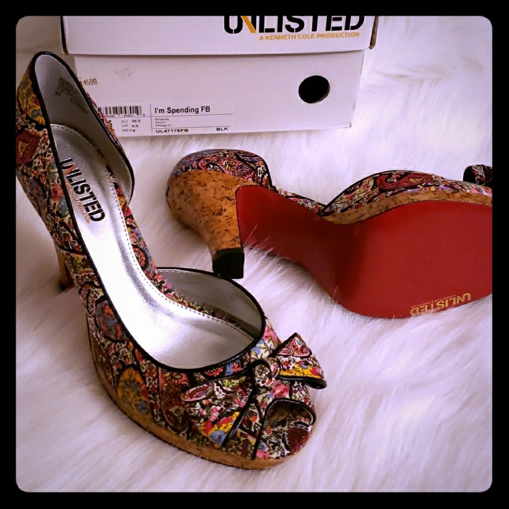 Unlisted by Kenneth Cole peep toe red bottom heels